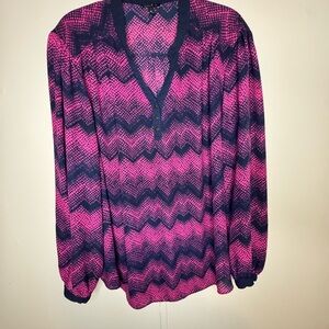 Sami & Jo Pink and Navy Zigzag Blouse